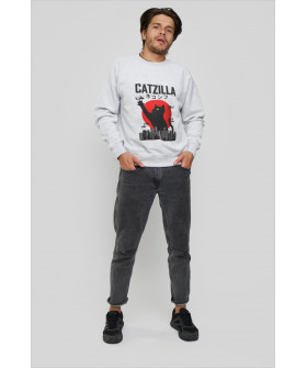 Свитшот YAPPI мужской серый "Catzilla"