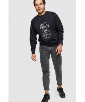 Свитшот YAPPI мужской черный "Heavy meowtal"