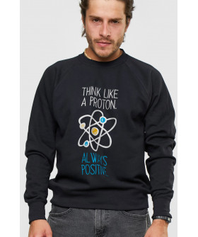 Sweatshirt YAPPI men's black "Think like a proton. Always positive"