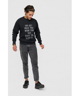 Свитшот YAPPI мужской черный "You get what you work for not what you wish for"