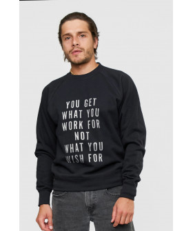 Sweatshirt YAPPI men's black "You get what you work for not what you wish for"