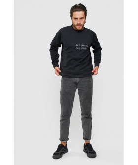 Світшот YAPPI чоловічий  чорний "eat pasta run fasta"