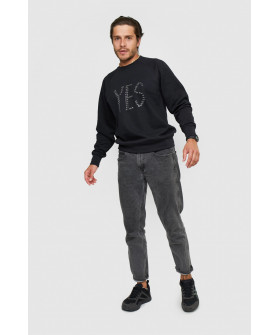 Свитшот YAPPI мужской черный "Yes is made up of No"