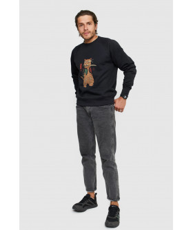 Sweatshirt YAPPI men's black "cat samurai"