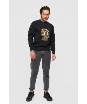 Sweatshirt YAPPI men's black "Look at the sky as everything is alive"