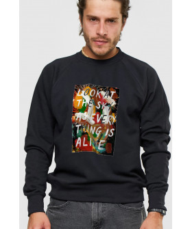 Sweatshirt YAPPI men's black "Look at the sky as everything is alive"