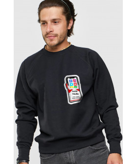 Sweatshirt YAPPI men's black "Social media can cause addiction"