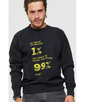 Sweatshirt YAPPI men's black "In order to become 1% you must do what the other 99% won`t"