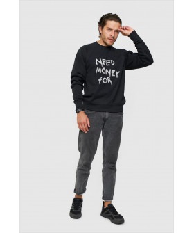 Свитшот YAPPI мужской черный "Need money for"