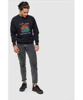 Свитшот YAPPI мужской черный "It`s fine. Я в порядке. Все хорошо"