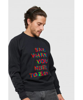 Sweatshirt YAPPI men's black "Say what you need to say"