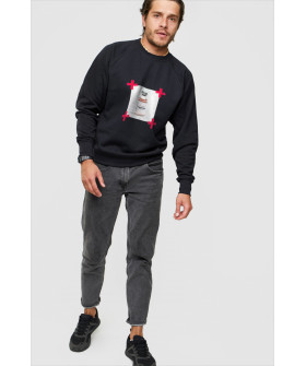 Свитшот YAPPI мужской черный "Happiness"