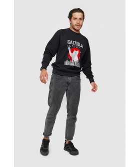 Свитшот YAPPI мужской черный "Catzilla"