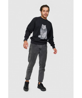 Sweatshirt YAPPI men's black "Cat"