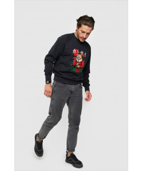 Sweatshirt YAPPI men's black "Japanned cat"