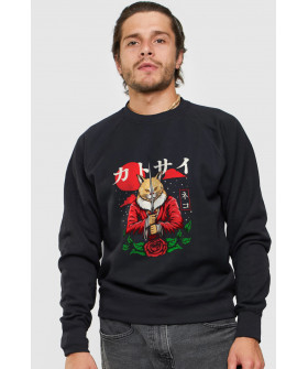 Sweatshirt YAPPI men's black "Japanned cat"