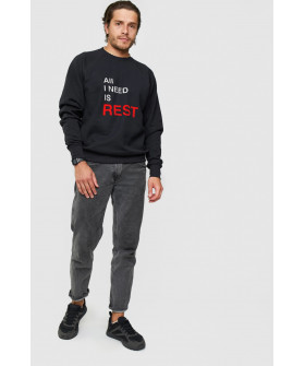 Свитшот YAPPI мужской черный "All i need is rest"