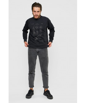 Свитшот YAPPI мужской черный "Blueprint rocket"