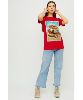 Футболка Бойфренд / воздушный принт /