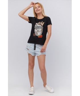 Basic T-shirt / breathable print /