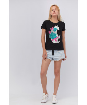 Basic T-shirt / breathable print /