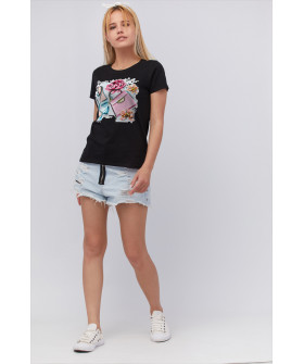 Basic T-shirt / breathable print /