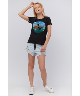 Basic T-shirt / breathable print /